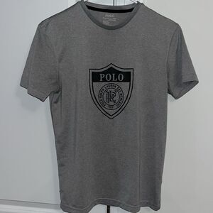 Gray Polo Performance Ralph Lauren Crest Work Out T Shirt XS Mens Team Gym